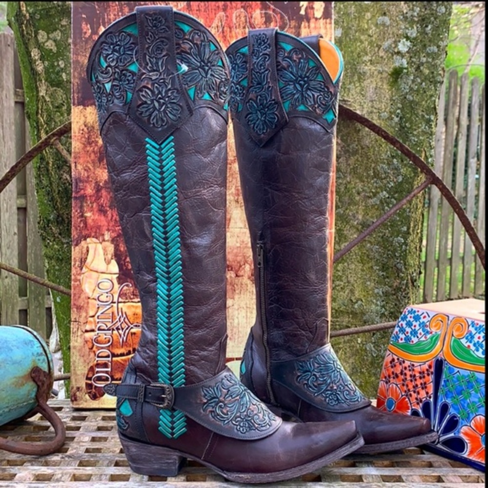 OLD GRINGO NEW With Box Aster Tooling 18” Tall Knee High Western Boots, Size 6.5 - Picture 5 of 14